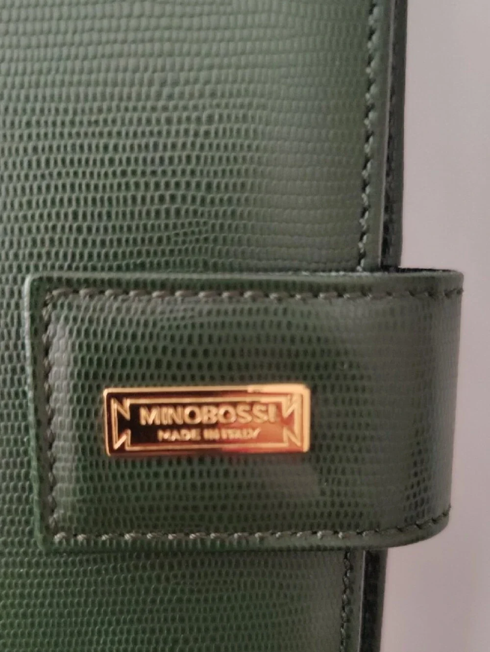 Brand New - Green Leather Folio with Snap Closure. Made In Italy